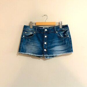 🖐️ Vintage Y2K Low Rise Denim Skort Button Up Front Frayed